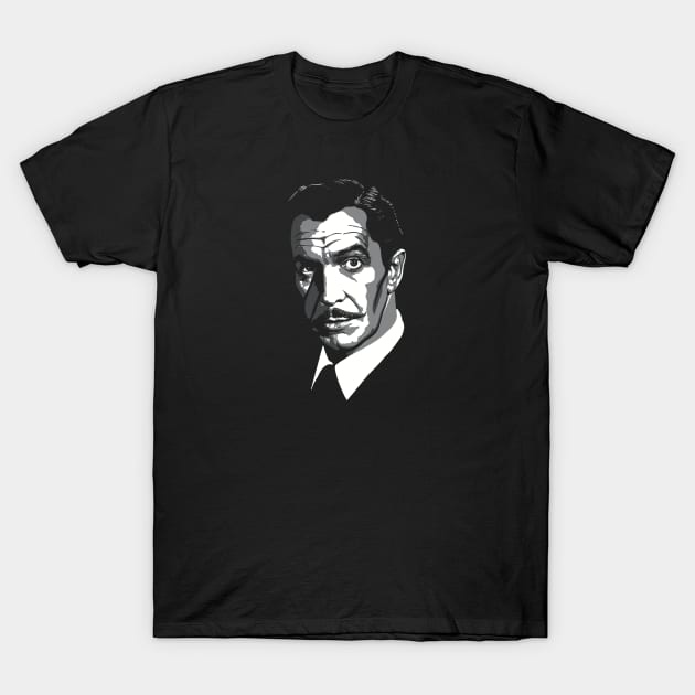 Vincent Price greyscale T-Shirt by @johnnehill